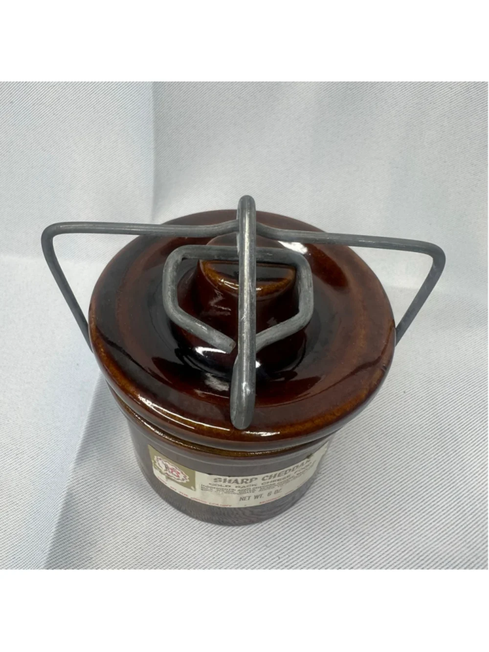Vintage 1970s The Swiss Colony Cheese Pot Crock Brown Glazed Stoneware with Lid